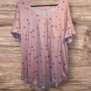 Pink Star Pattern Womens Top